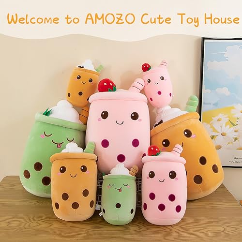 Bubble Tea Plush Pillows, Cute Boba Plushies Soft Toys Giant Boba Stuffed Animal pillow for Boba Lovers (Green, 35cm)