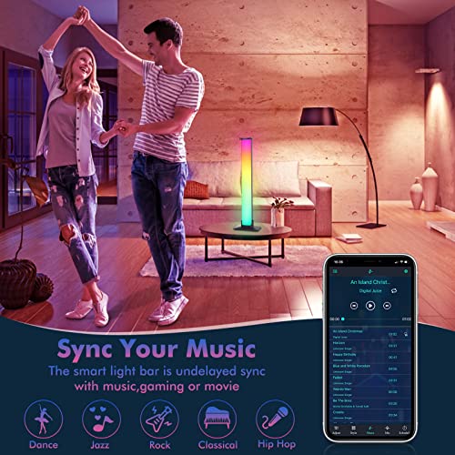 2PCS Smart LED Light Bars,Bluetooth Smart Ambient Lighting TV with 16 Million Colors,RGB Gaming Light with APP Remote Control,Sync to Music Rainbow RGB Light Bars for TV,PC,Party,Car,Movies,Room