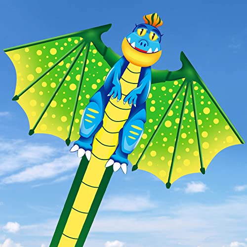 Huge Kites for Children and Adults with Long Tail, Kite for Kids Easy to Fly,Great Beach Trip Outdoor Games Activities For Beginners (Dinosaurs Kite)