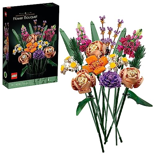 LEGO 10280 Icons Flower Bouquet, Artificial Flowers, Set for Adults, Decorative Home Accessories, Valentine's Day Treat Gift Idea for Women, Men, Her & Him, Wife or Husband, Botanical Collection