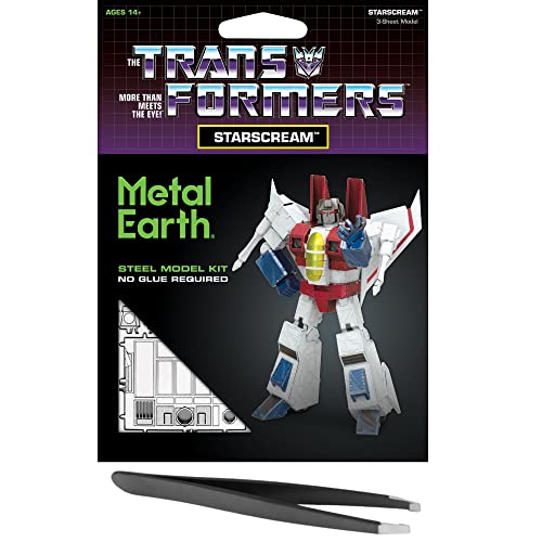 Fascinations Metal Earth Transformers Starscream Color 3D Metal Model Kit Bundle with Tweezers