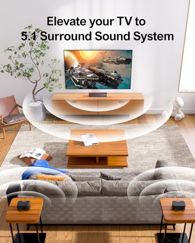 ULTIMEA 5.1 Surround Sound Bar, 3D Surround Sound System, Sound Bars for TV with Wireless Subwoofer and Rear Speakers, Surround and Bass Adjustable Home Theater TV Speakers, Poseidon D50 Series
