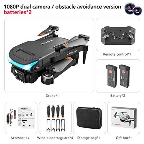 Drone with Camera for Adults 1080P HD FPV Camera, Drone for Beginners with Altitude Hold, One Key Landing, Obstacle Avoidance, Speed Adjustment, Headless Mode, 3D Flips, 2 Modular Batteries