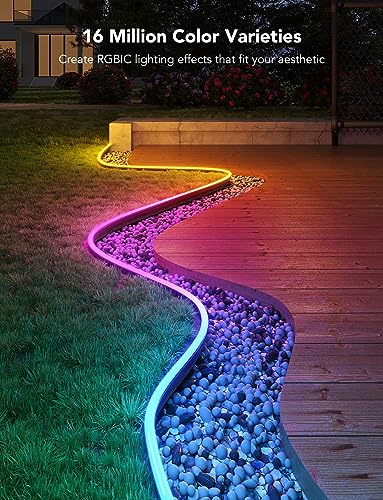 Govee Outdoor Neon Rope Lights, 10M RGBIC IP67 Waterproof Christmas Decorations with 64+ Scenes, Music Sync, Flexible Neon LED Strip for Garden Yards Walls, Works with Alexa Google Assistant