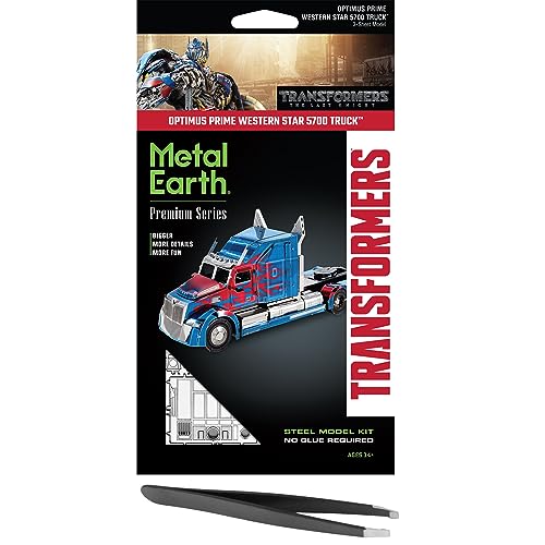 Metal Earth Fascinations Premium Series Transformers Optimus Prime Western Star 5700 Truck 3D Metal Model Kit Bundle with Tweezers