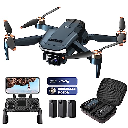 Durable Brushless Motor Drone with 84 Mins Super Long Flight Time, Drone with 2K HD Camera for Beginners, CHUBORY A77 WiFi FPV Quadcopter, Follow Me, Auto Hover, 3 Batteries, Carrying Case