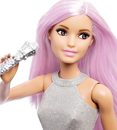 Barbie You Can Be Anything Doll, Pop Star Barbie Doll with Long Pink Hair and Brown Eyes, Toy Microphone, Microphone Stand and Doll Accessories, Toys for Ages 3 and Up, One Doll, FXN98