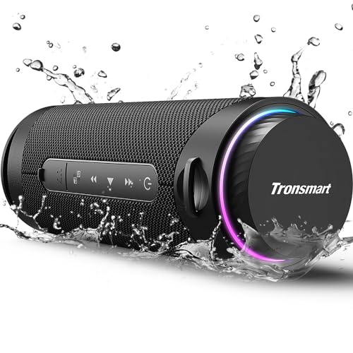 Tronsmart Upgraded T7 360° Surround Sound Portable Bluetooth Speaker with Custom EQ, RGB Light, IPX7 Waterproof, Bluetooth 5.3, Wireless Dual Pairing, Rotary Volume Knob, SD/TF Card for Outdoor Party
