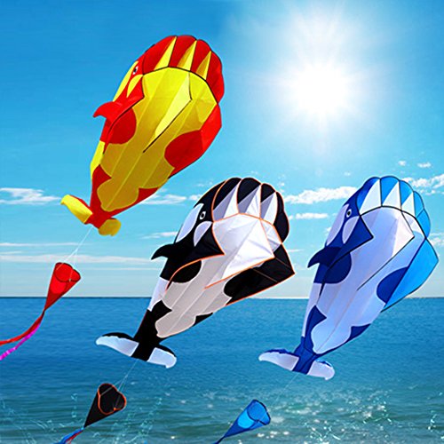 Lixada 3D children adults kites Giant frameless soft parafoil giant whale kite, single line kite Best large beach kite, 120 * 215cm, with storage bag