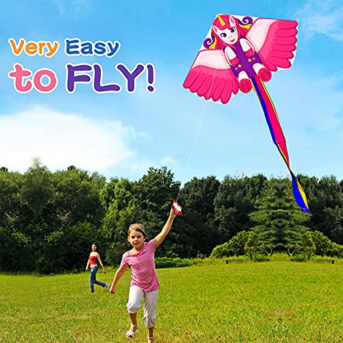 Unicorn Kite, Kites for Kids Adults Easy to Fly, Best Kite for Girls Boys Beach Park Outdoor Activites Games-Easy to Assemble & Carry