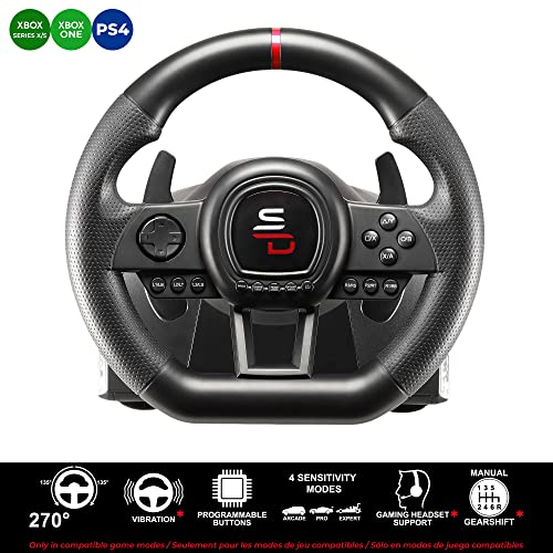 Superdrive - GS650-X racing wheel with manual shifter, 3 pedals, and paddle shifters for Xbox Serie X/S, PS4, Xbox One (programmable)