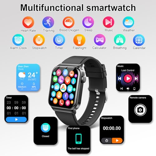 Smart Watch for Men Women Answer/Make Calls, 1.85" Touch Screen Smart Watches with Step Counter, Heart Rate Sleep Monitor, 110+ Sport Modes, Fitness Tracker, IP68 Waterproof Smartwatch for Android iOS