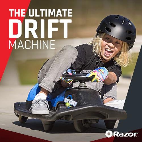 Razor Crazy Cart Shift - Electric Go Kart for Kids 6+ with 360° Auto Drift Steering, 8 mph Max Speed, Low Speed Setting & 40 Minute Ride Time, 5 Mile Range, Ride On with 12V 5Ah Battery - Black & Blue