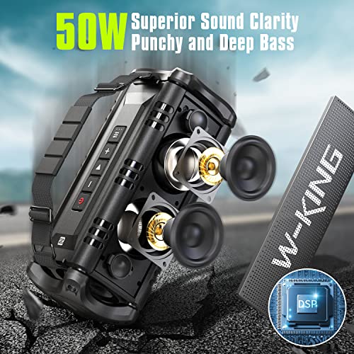 W-KING Bluetooth Speaker, 50W Speakers Wireless Bluetooth 5.0 With Deep Bass, IPX6 Waterproof Loud Bluetooth Speaker With 40H Playback/Two Portable Speakers Pairing/TF Card/EQ/NFC for Outdoor Party