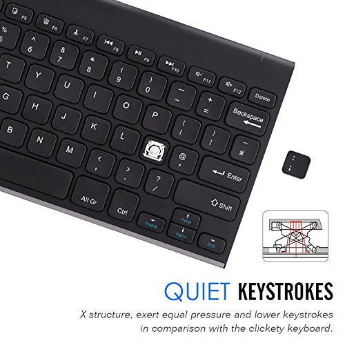 Arteck Bluetooth Keyboard, Stainless Steel Universal Portable Wireless Bluetooth Keyboard for iOS, Android, Windows Tablet PC Smartphone Built in Rechargeable 6 Month Battery