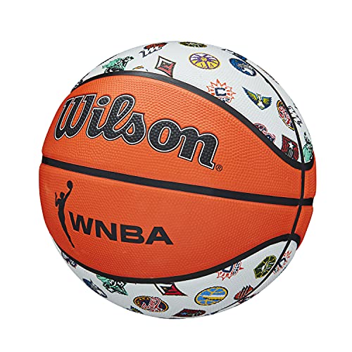 Wilson Basketball WNBA ALL TEAM, Outdoor, Rubber, Size: 6, Brown/White