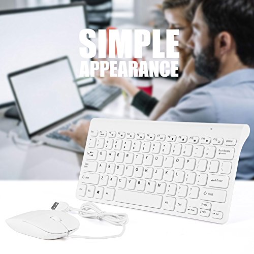Richer-R Wired Keyboard and Mouse Set,Portable and Lightweight Ultra-Thin USB Wired Keyboard Optical Mouse Mice Set Combo for PC Laptop(White)