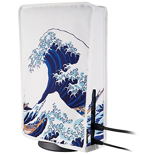 PlayVital Dust Cover for ps5, Waterproof Dust Guard for ps5 Console, Anti Scratch Dust proof Cover Sleeve for ps5 Console Digital Edition & Disc Edition - The Great Wave