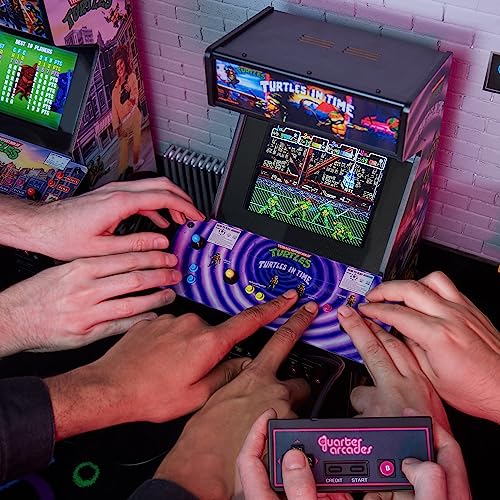 Quarter Arcades Official TMNT Turtles In Time 1/4 Sized Mini Arcade Cabinet by Numskull - Playable Replica Retro Arcade Game Machine - Micro Retro Console