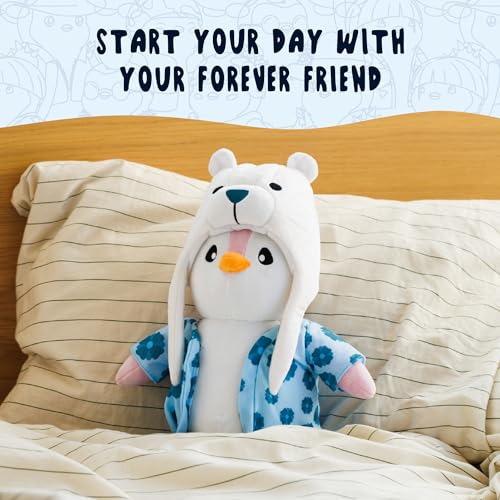 BANDAI Pudgy Penguins Polar Bear Outfit Huggable Plush Toy From Pudgy World| 30cm Polar Bear Penguin Soft Toy | Super Soft And Cuddly Pudgy Penguins Toys | Soft Toys For Fans Of Cute Things