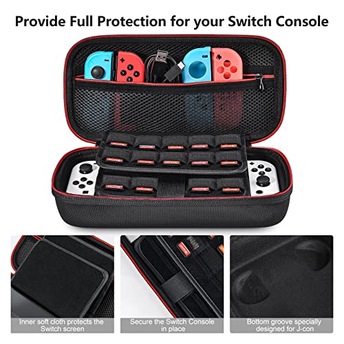 Younik Carrying Case for NS Switch/Switch OLED, Hard Travel Case with Storage Space for 19 Game Cartridges and Other Switch Accessories