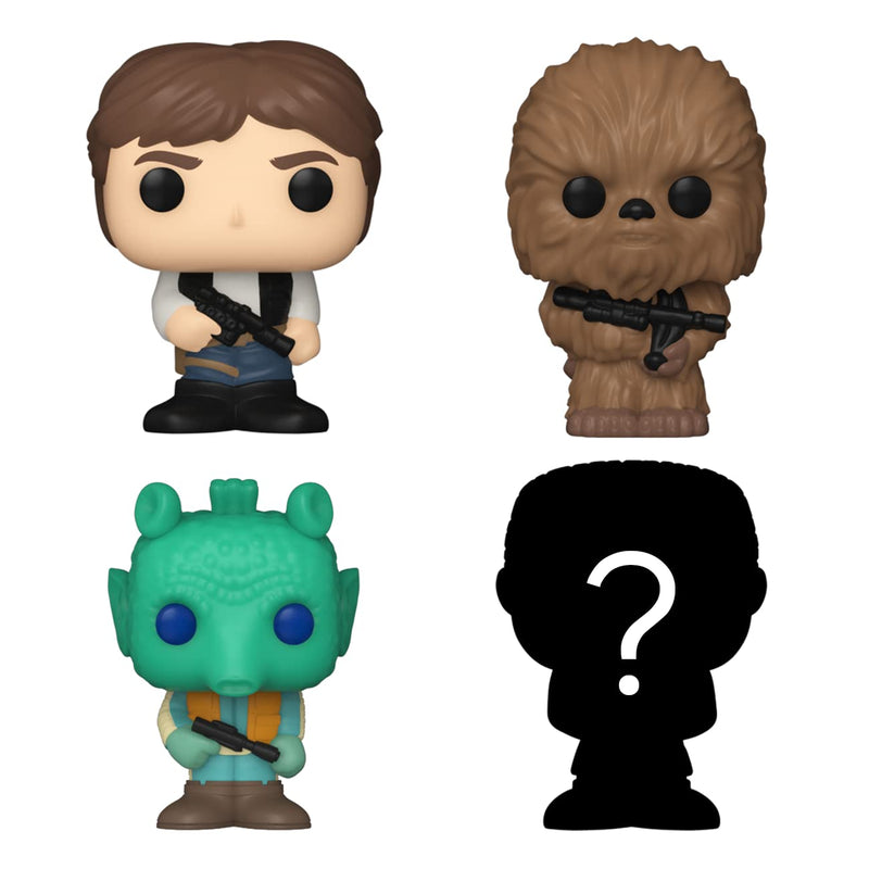 Funko Bitty POP! Star Wars - Han Solo™, Chewbacca™, Greedo™ and A Surprise Mystery Mini Figure - 0.9 Inch (2.2 Cm) Collectable - Stackable Display Shelf Included - Gift Idea - Party Bags Stocking