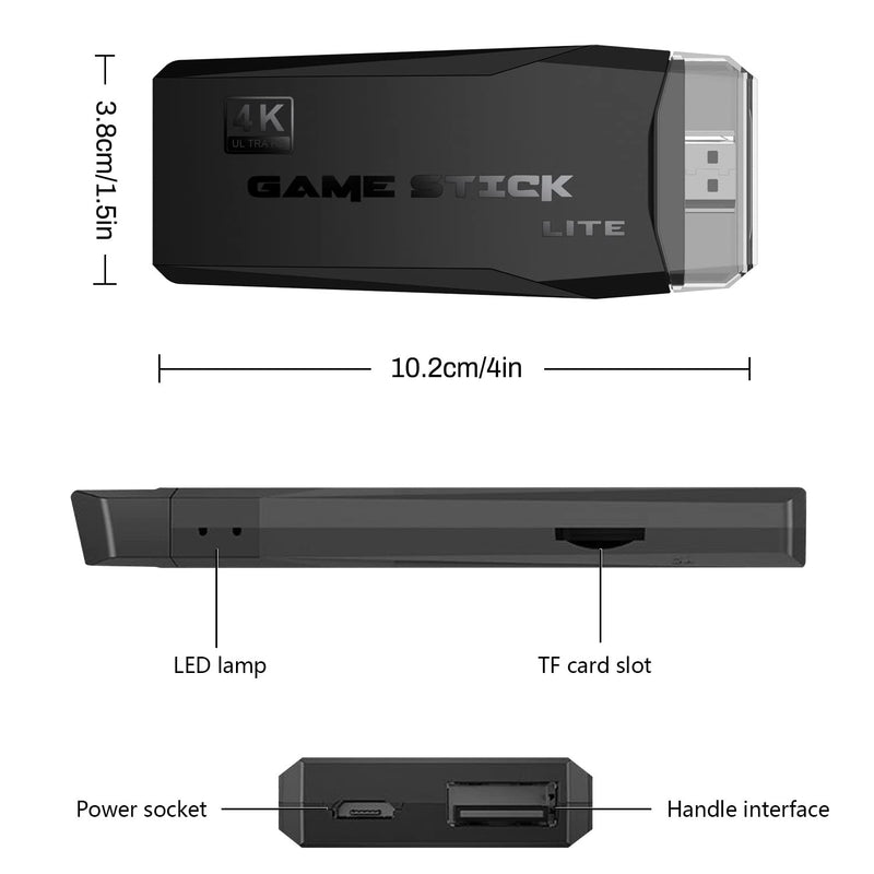 M8 Game Stick, 4K Wireless Retro Game Console, USB Game Console Plug and Play TV Stick with 2 2.4G Game Controllers, Support 3500/10000+ Games, Support 4K HD Output (128G/20000 games)