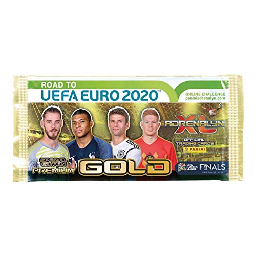 Panini 099126 Trading Cards Road to Euro 2020, Premium Gold Booster with 3 Limited Edition Online Cards, Multi-Coloured