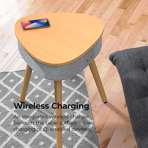 i-box Smart Home, Wireless Charging Table, Bluetooth Speaker, Wireless Charger, USB Charging Station, 20w Stereo Speakers, Subwoofer, Smart Coffee Table with Wireless Charging, Smart Devices (Oak)