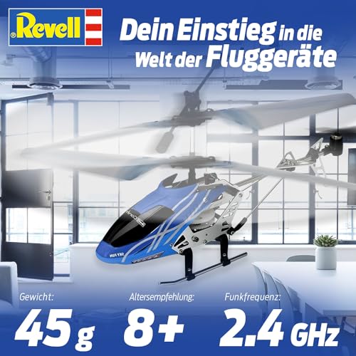 Revell Control 23982 Remote Control Helicopter "Sky Fun" With Precise 2.4 GHz Control, Gyro, 3 Channel, Easy To Fly, Very Stable, Spare Rotor Blades, 18.5cm in length