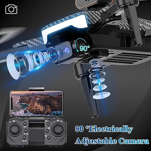 OBEST Drone with Camera Adjustable 1080P HD, RC Foldable FPV WiFi Live Transmission Drone, 360° Obstacle Avoidance, Brushless Motor, 2 Battery 22min, Headless Mode, Mini Drone for Kids Beginner