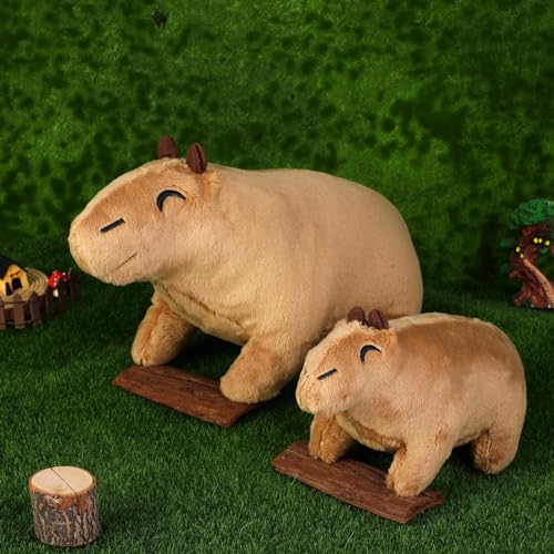 Zuimei 2Pcs Capybara Plush Toy,20CM and 30CM Capybara Stuffed Animal Doll Toy,Cute Rodent Stuffed Animal Doll,Capybara Realistic Stuffed Animal,Soft Stuffed Capybara Toy for Kids