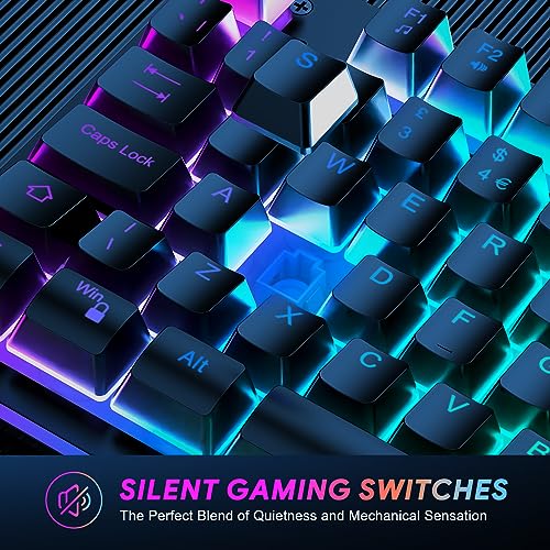 TECURS Gaming Keyboard Wired, RGB Backlit, Customizable Actuation, Anti Ghosting Silent Keyboard, 105 Keys Full Size Ergonomic Waterproof Keyboard for PC Gamers, QWERTY Layout