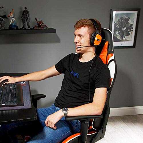 X-Rocker Agility Sport eSport Gaming Racing Desk Chair, Ergonomic Adjustable Computer Office Chair with Adjustable Lumbar Support and Headrest Pillow, Adjustable Swivel, 3D Armrests - Orange