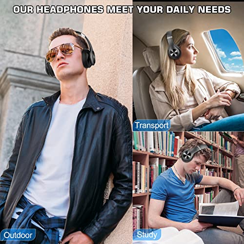 Moobesthy Wireless Headphones Over Ear, Bluetooth, 60 Hours Playtime with 6 EQ Modes, HiFi Stereo with Microphone for Office,PC,Phone