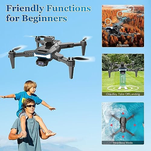 OBEST Drone with Camera Adjustable 1080P HD, RC Foldable FPV WiFi Live Transmission Drone, 360° Obstacle Avoidance, Brushless Motor, 2 Battery 22min, Headless Mode, Mini Drone for Kids Beginner