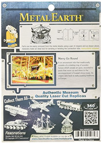 Metal Earth Merry Go Round 3D Miniature Carousel Laser Cut Model Kit 2 Sheets