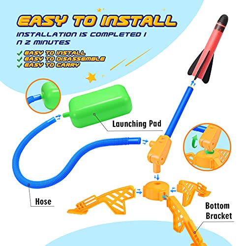 Kids Toys for 3-9 Years Old Boys, Garden Games 3-9 Years Old Boys Girls Gift Outdoor Toy Kids Garden Toys Age 3-9 Years Old Boys Stomp Toys Rocket Toys Launcher for Kids Girls Birthday Presents