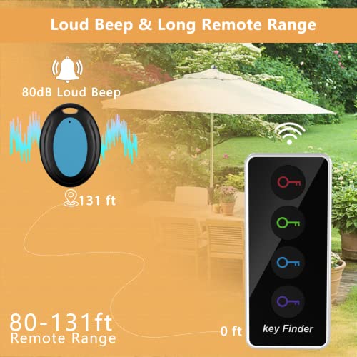 Lost Remote Finder, Remote Control Finder Locator with LED Light | 131ft RC Range Key Finder Locator Making Noise, Find My Keys Device with 4 Remote Retriever Tags | Key Tracker, Keychain Key Finder