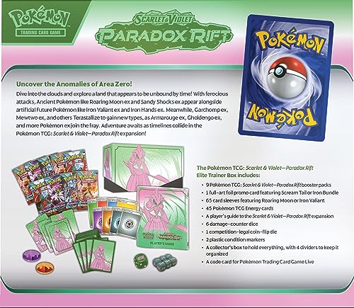 Pokémon TCG: Scarlet & Violet—Paradox Rift Elite Trainer Box - Iron Valiant (9 Booster Packs, 1 Full-Art Foil Card & Premium Accessories)