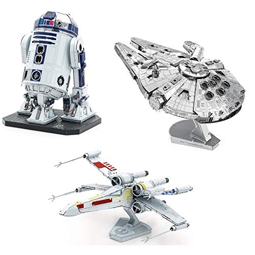 fascinations Metal Earth ICONX 3D Metal Model Kits Star Wars Set of 3 Millennium Falcon - R2-D2 - X-Wing Starfighter