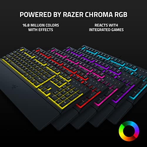 Razer Ornata V3 X - Low Profile Gaming Keyboard (Silent Membrane Switches, UV-Coated Keycaps, Durable, Spill-Resistant Design, Ergonomic Writst Rest) UK Layout | Black
