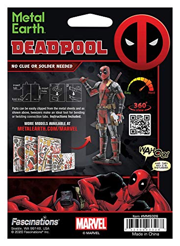 Metal Earth Fascinations Marvel Deadpool 3D Metal Model Kit Bundle with Tweezers