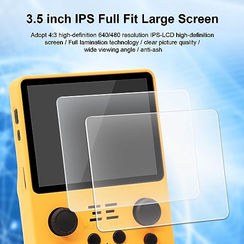 RGB20S Handheld Game Console with 20000 Games, 3.5 Inch IPS Screen, Open Source Arkos System, Portable Game Consoles for Adults and Kids, 16G+128G,Yellow