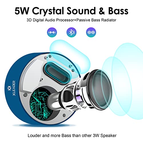[Smart Touch] Wireless Speaker XLeader SoundAngel A8 (3rd Gen) Mini Portable Bluetooth Speaker with Waterproof Case HD Sound Mic TF Card Aux Perfect for Shower Room Car Beach Camping Gift Sea Blue…