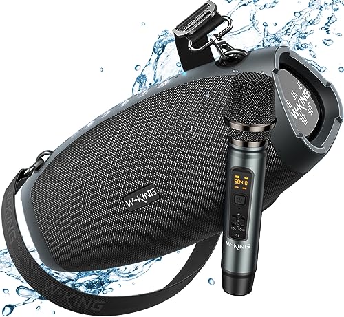 W-KING Portable Bluetooth Speaker Loud with Wireless Microphone, 70W Waterproof Wireless Bluetooth Speaker for Outdoor Party, Deep Bass - Triple Passive Radiators/DSP/42H/TF/AUX/EQ/Power Bank/Opener