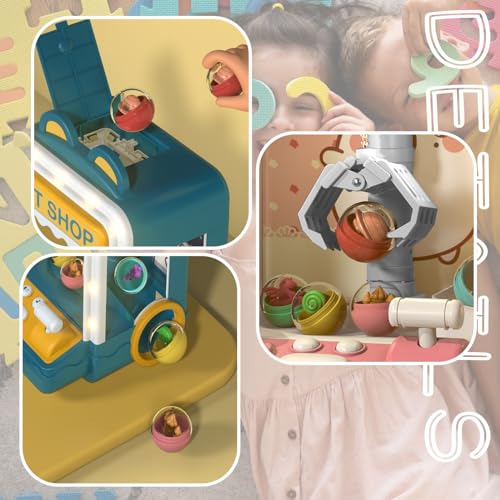 Eyccier Mini Claw Machine For Kids Adjustable Sounds and Music Kids Claw Machine with Mini Plush ＆ Capsule Toys Arcade Game Mini Vending Machine Birthday Gifts for Girls Style 1