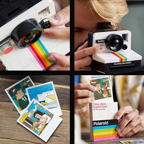LEGO Ideas Polaroid OneStep SX-70 Camera Vintage Model Kit for Adults to Build, Collectible Set, Creative Activity, Valentine's Day Treat, Photography Gifts for Men, Women, Him, Her & Teens 21345