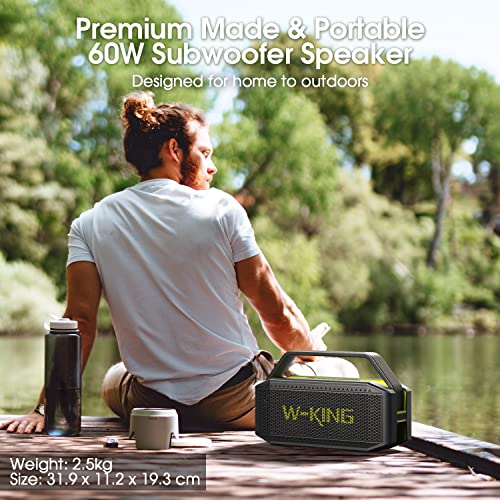 W-KING Bluetooth Speaker, 60W Loud Portable Wireless Bluetooth Speaker IPX6 Waterproof, Rich Bass, 40H Playtime, Outdoor Powerful Stereo Speaker with Power Bank Function, V 5.0, TF Card, NFC, AUX, EQ