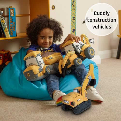 Officially Licensed JCB Backhoe Soft Toy - Cute Plush Toy for Kids and Collectors - Iconic Construction Vehicle